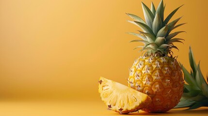 An advertisement of fresh Pineapple, that look delicious and nutritious, with space for text.