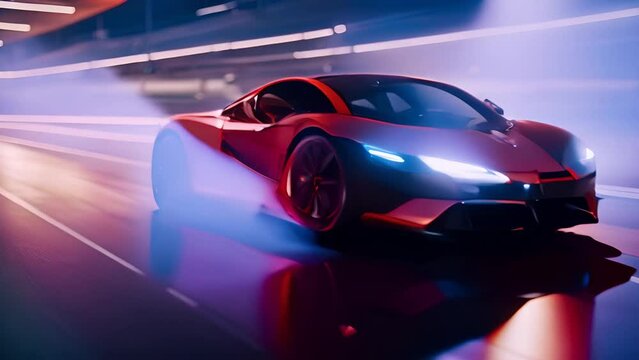 Red Sports Car Racing on Track Generative AI