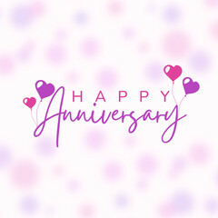 Happy Anniversary lettering with purple and pink hearts