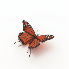 Orange butterfly icon in 3D style on a white background

