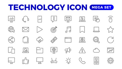 Technology line icons. Technological and device in various industries. Icons for websites, applications and creative outline icon. vector illustration.