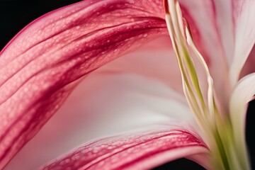 Close-up of Stargazer lily Petal, Color Gradients, Fine Lines, Macro Photography, Floral Details, Vibrant Pink, yellow and white  Flower, High Resolution