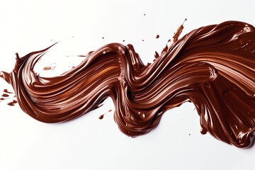 A flowing, continuous stroke of rich chocolate brown acrylic paint, smooth and luxurious, on a...