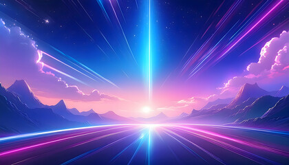 Anime style blue, pink, purple colors light overlay background, Generative AI.