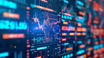 Obraz premium Illustration of AI text with financial graphs and charts on a white background
