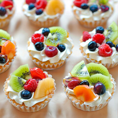 Tartlets with fruits and berries
