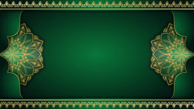 Motion pictures, luxury green background, with gold floral ornaments creeping