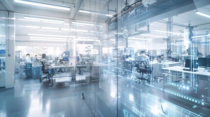 Modern Industrial Workspace with Transparent Glass Walls - Generative AI