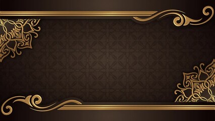 Motion pictures, luxury brown background, with gold floral ornaments creeping