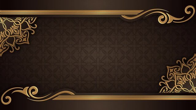 Motion pictures, luxury brown background, with gold floral ornaments creeping