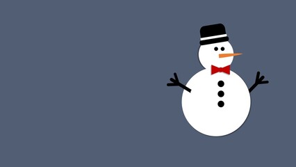 background illustration of a Snowman with a red ribbon tie waving hands
