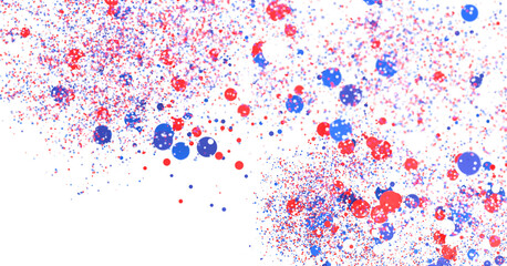 Festive background with confetti in the shape of stars in the color of the American flag.