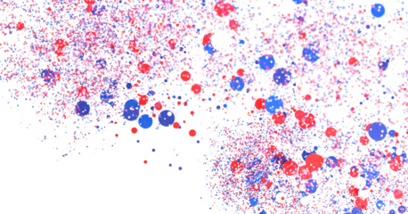 Festive background with confetti in the shape of stars in the color of the American flag.