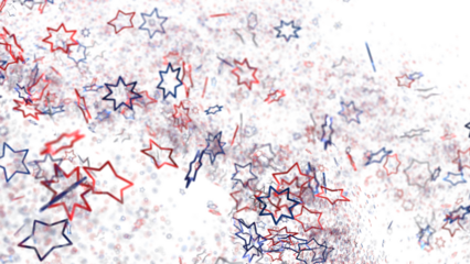confetti - USA banner mockup with confetti confetti in American national colors. USA Presidents Day, American Labor day, Memorial Day, US election concept.