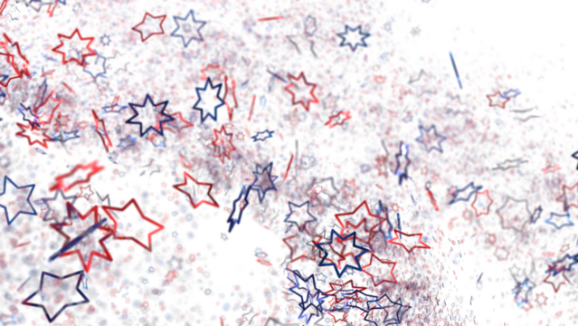 confetti - USA banner mockup with confetti confetti in American national colors. USA Presidents Day, American Labor day, Memorial Day, US election concept.