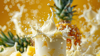 fresh pineapple milkshake background 