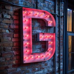 Letter G neon sign on dark background