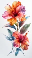 Indulge in a vibrant of tropical flower illustrations, where each stands as a brilliant, singular watercolor masterpiece, ready to infuse your designs with exotic allure