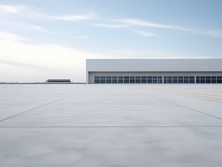 Sleek Minimalist Concrete Architecture in Vast Empty Industrial Setting