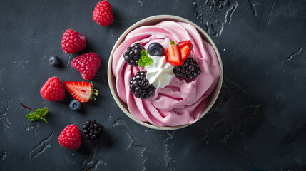 blueberries, strawberry and raspberries cream