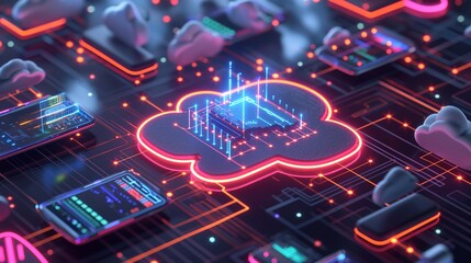 A Collection Of Eelectronic Devices Connected To A Cloud Network.