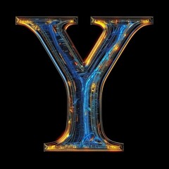 Letter Y neon sign on dark background