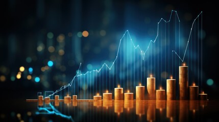 Finance chart,stock market business and exchange financial growth graph. Stock market investment trading graph growth.