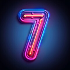 Number 7 neon sign number seven on a dark background