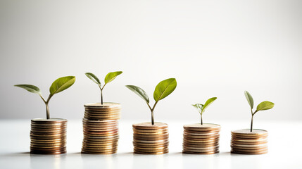 plant growing from coins isolated