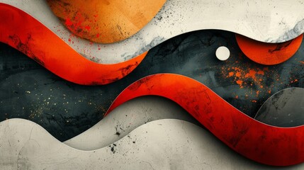 Obraz premium An abstract enigma background with a mix of bold and delicate shapes. The minimalist composition uses contrast and negative space to create a thought-provoking and mysterious design.
