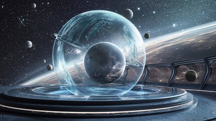 A Glass Sphere With A Small Planet Inside It. 