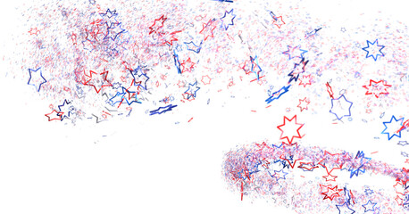 Naklejka premium Festive background with confetti in the shape of stars in the color of the American flag. US independence day.