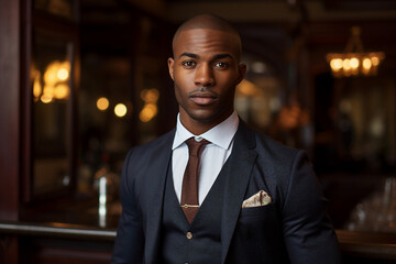 AI generated portrait of groomed handsome man dressed stylish suit