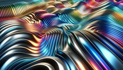 カラフルなメタリックウェーブ
