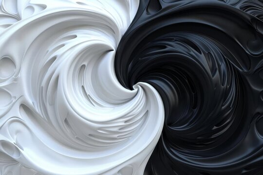 Abstract image of duality, symbolic, thought-provoking, creative, intricate, dynamic, with contrasting black and white elements, High resolution.