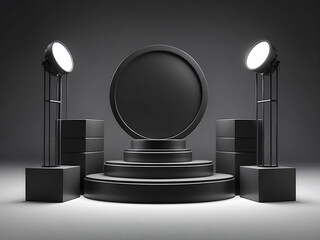 3d round or square podium stage for Black Friday sale design.