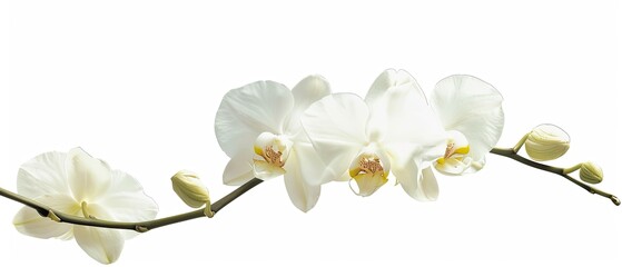 Obraz premium Single orchid flower with copyspace on white background