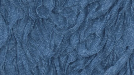 Closeup of Crumpled Cloth - Blue Fabric Background