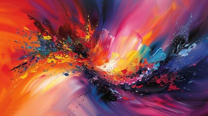 A vibrant abstract painting that evokes a sense of energy, movement, and creativity.