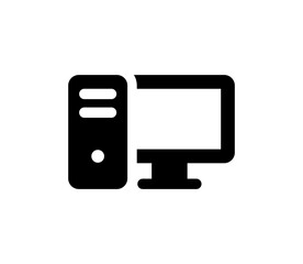 Desktop PC icon. Computer and monitor simple illustration.