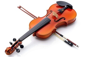 Fototapeta premium Classic violin with a bow isolated on white background