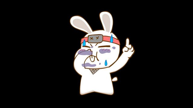 Animated Ninja Rabbit Farting with Transparent Background