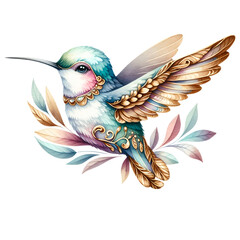 Elegant Hummingbird Illustrations with Ornate Details
