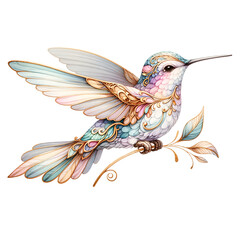 Obraz premium Elegant Hummingbird Illustrations with Ornate Details 