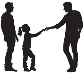 Happy young family vector silhouette