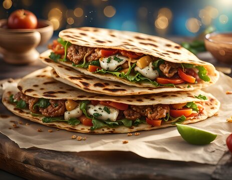 Italian piadina romagnola, italian cuisine, commercial photo for marketing use
