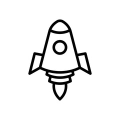 Rocket line icon. Rocket icon. Spaceship icon isolated on white background. Transparent background, minimalist symbol. Vector images