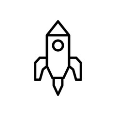 Rocket line icon. Rocket icon. Spaceship icon isolated on white background. Transparent background, minimalist symbol. Vector images