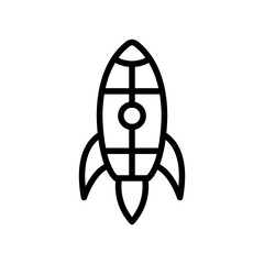 Rocket line icon. Rocket icon. Spaceship icon isolated on white background. Transparent background, minimalist symbol. Vector images