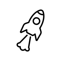 Rocket line icon. Rocket icon. Spaceship icon isolated on white background. Transparent background, minimalist symbol. Vector images